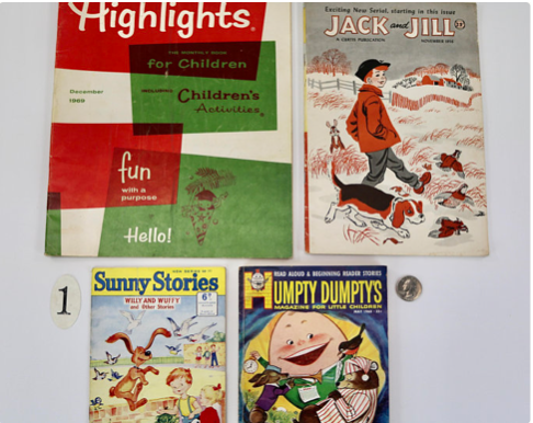 Vintage magazines, childrens magazines, Book text, junk journal