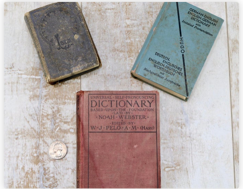 vintage dictionary, small dictionary, book text, altered book